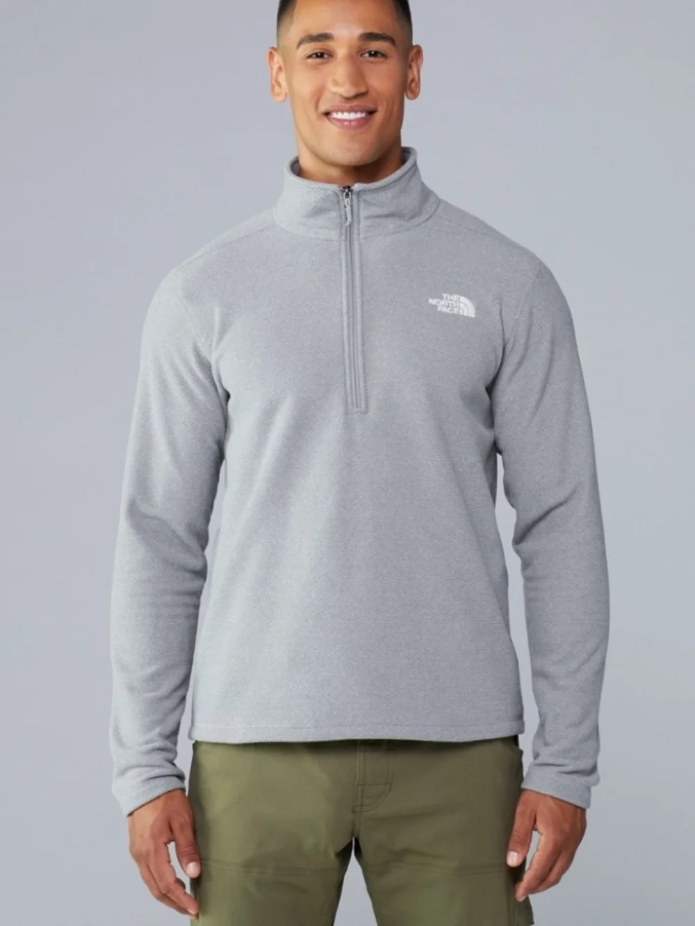 The North Face Texture Cap Rock Quarter-Zip Fleece Fleece Pullover in Mid Gray M